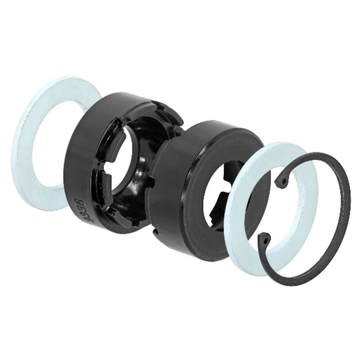 RockJock Johnny Joint rebuild kit for Ford and Ram radius arms, shown on a white background.