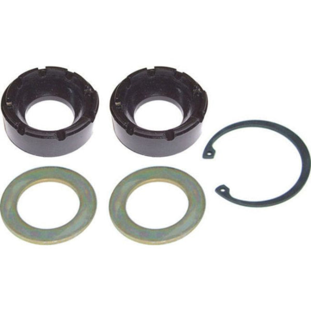 RockJock Johnny Joint rebuild kit for Ford and Ram radius arms, shown on a white background.